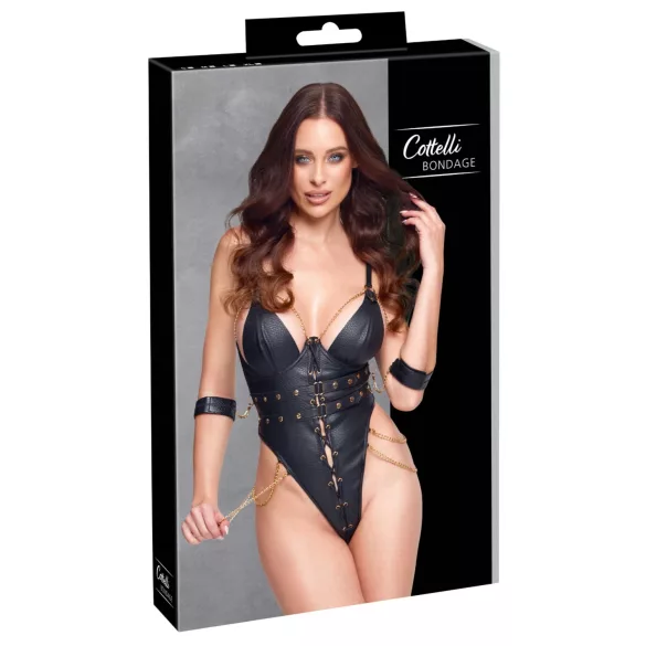 Cottelli - bondagebody met kettingen (zwart) - L