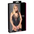 Cottelli - body met jarretelles en open kruis (zwart) - M