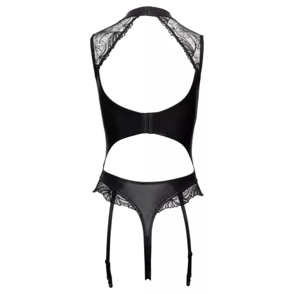 Cottelli - body met jarretelles en open kruis (zwart) - M
