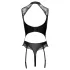 Cottelli - body met jarretelles en open kruis (zwart) - M