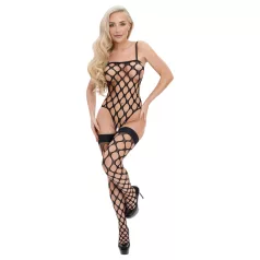 Cottelli Fantasy - zwarte netstof body en kousenset (S‑L)
