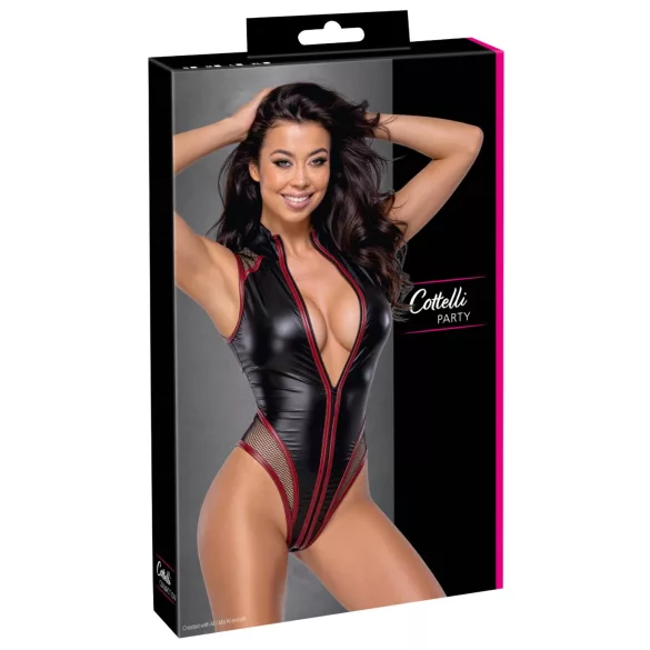 Cottelli - netbody met rits (zwart)
