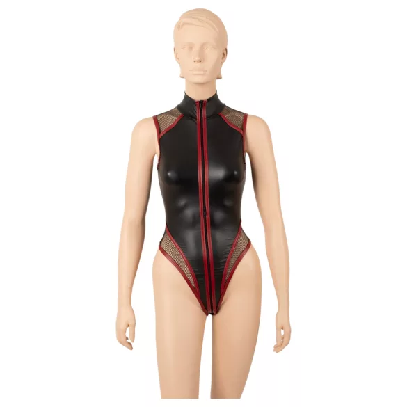 Cottelli - netbody met rits (zwart)