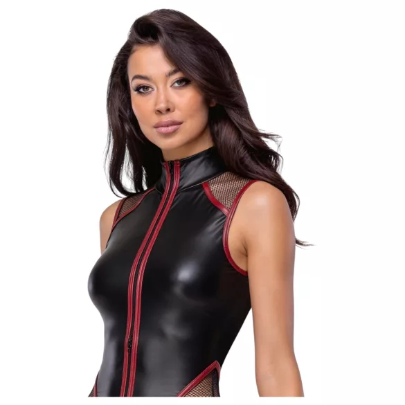 Cottelli - netbody met rits (zwart) - M