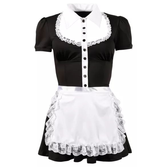 Cottelli - vrouwelijk ober kostuum set - zwart - XL
