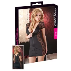Cottelli - Lingeriejurk met strik en kant - zwart