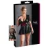 Cottelli Plus Size - glanzende jurk - rood korset detail - zwart - XXL