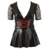 Cottelli Plus Size - glanzende jurk - rood korset detail - zwart - XXXL