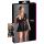 Cottelli Plus Size - Glanz jurk rood korset (zwart) - XXXXL