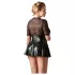 Cottelli Plus Size - glanzende jurk - rood korset detail - zwart - XXXXL