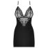Obsessive 828-CHE-1 - jurk met bandjes en strass-steentjes + string (zwart)