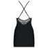 Obsessive 828-CHE-1 - jurk met bandjes en strass-steentjes + string (zwart)