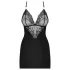 Obsessive - jurkje met bandjes en strass - inclusief string - zwart - L/XL