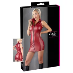   Cottelli Party - glanzende, mouwloze minijurk met ritssluiting (rood)