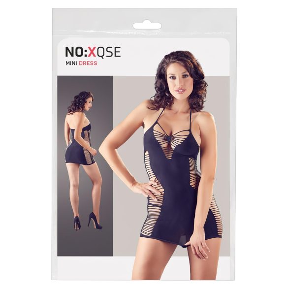 NO:XQSE - Jurkje met neklint en zijpanden & string - zwart (S-L)