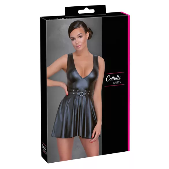 Cottelli - plooien jurk - met riem - zwart