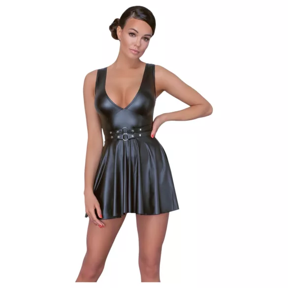 Cottelli - plooien jurk - met riem - zwart - M