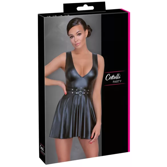 Cottelli - plooien jurk - met riem - zwart - L
