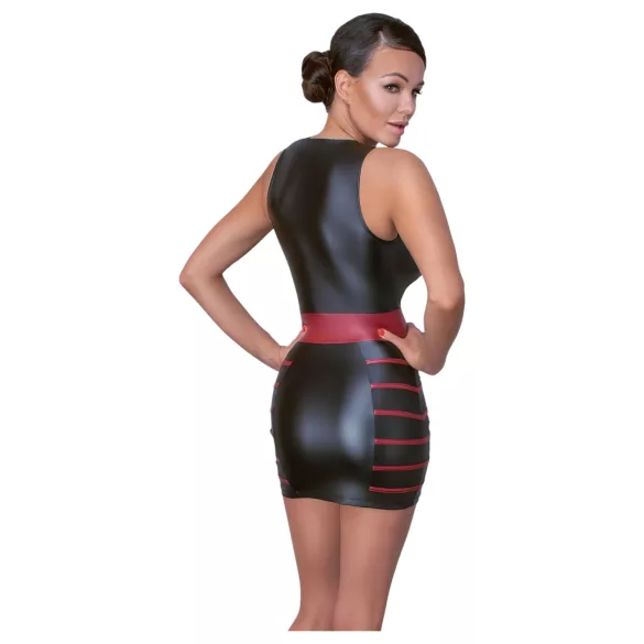 Cottelli Party - gestreepte, aansluitende jurk (zwart-rood)