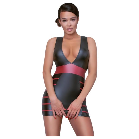 Cottelli Party - gestreepte, aansluitende jurk (zwart-rood) - L