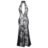 Noir - transparante lange jurk - bloemenmotief - zwart - XL