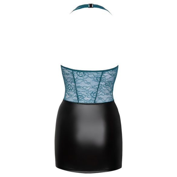 Cottelli - veters met kanten, glanzende jurk (zwart-groen) - M