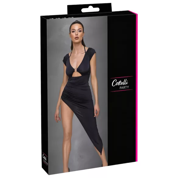 Cottelli Party - asymmetrische jurk met ring - zwart