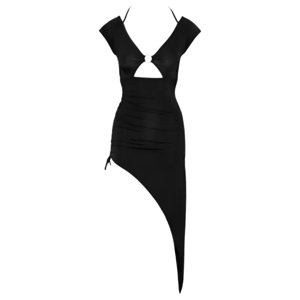 Cottelli Party - asymmetrische jurk met ring - zwart