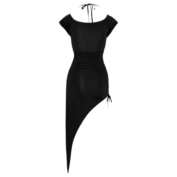 Cottelli Party - asymmetrische jurk met ring - zwart