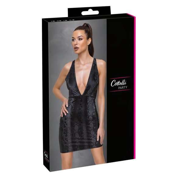 Cottelli Party - Zwart jurk met slangenprint - L