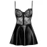 Noir - glanzende jurk met kanten top (zwart)