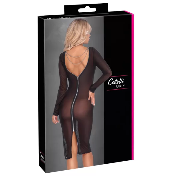 Cottelli Party - transparante jurk - met ritssluiting - zwart