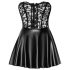 Noir - Glanzend Mini-jurkje met Kant Top (Zwart)