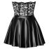 Noir - Glanzend Mini-jurkje met Kant Top (Zwart)