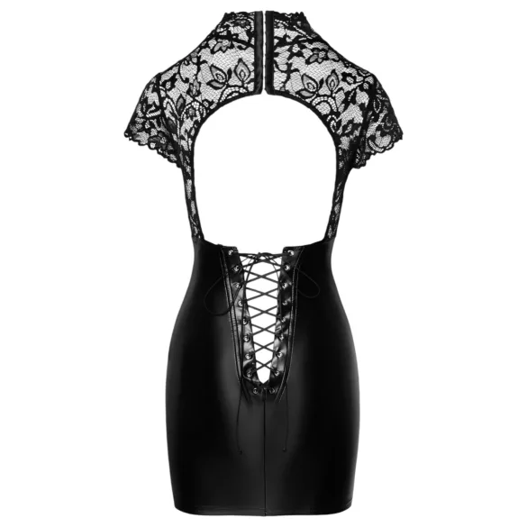 Noir - jurk met korset - kanten top - glanzend - zwart - M