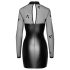 Noir - Glanzende jurk met transparante top (zwart) - M