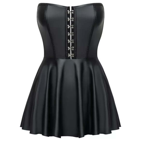 Cottelli - glanzende minijurk - geplooide rok - zwart - M