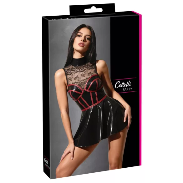 Cottelli - korsetmodel kanten minijurk (zwart)
