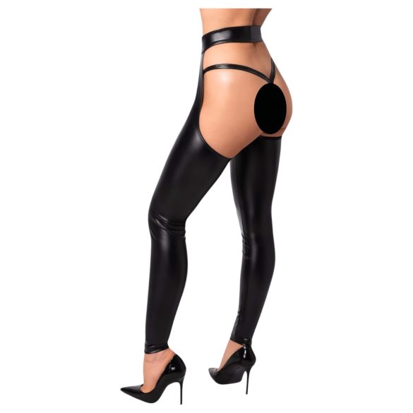 Noir - glanzende openkousen - chaps stijl - zwart