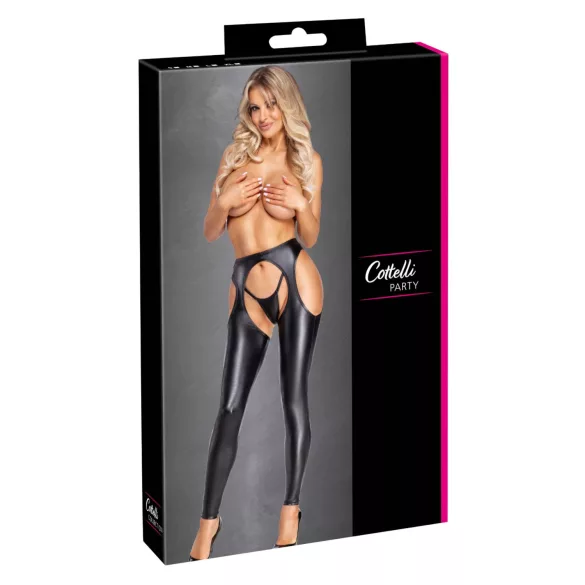 Cottelli - open chaps broek en string set (zwart)