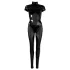 Cottelli - glanzende korte mouwen catsuit (zwart) - S