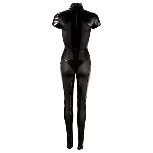 Cottelli - glanzende korte mouwen catsuit (zwart) - M