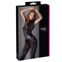 Cottelli - glanzende korte mouwen catsuit (zwart) - L