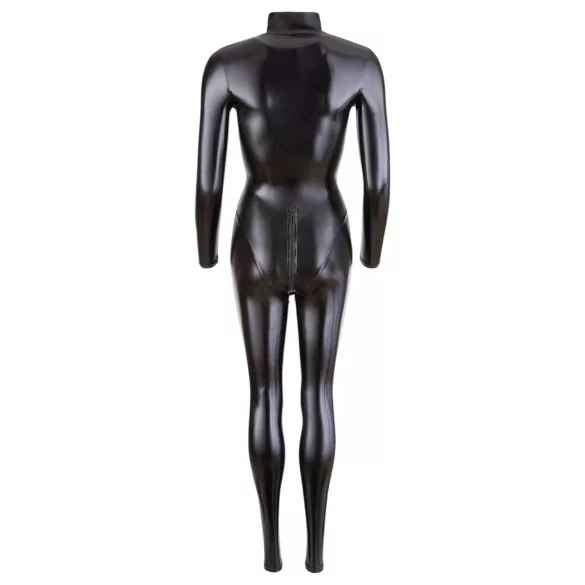 Cottelli - jumpsuit dames - lange mouw - glanzend zwart - M