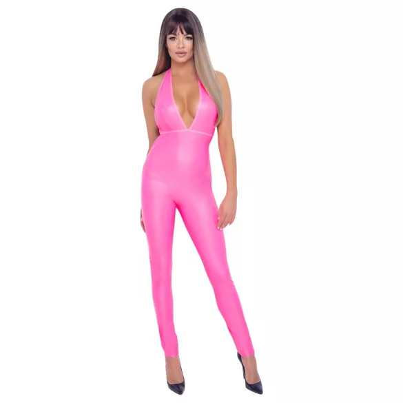 Cottelli Party - catsuit met diepe rug (roze)