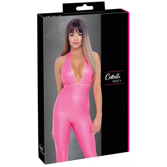 Cottelli Party - catsuit met diepe rug (roze) - M