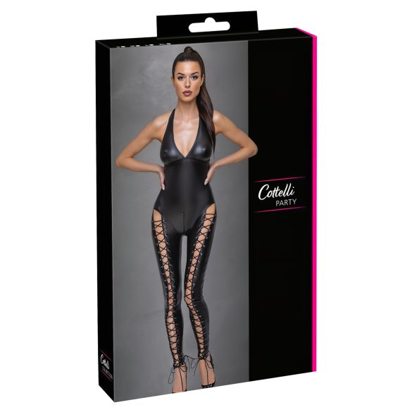 Cottelli Party - halter jumpsuit met veter (zwart)