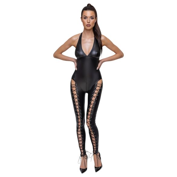Cottelli Party - halter jumpsuit met veter (zwart) - XL