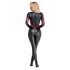 Cottelli - zwart catsuit met leren look en rits - XL