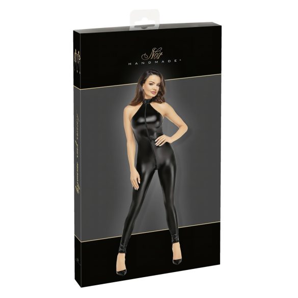 Noir - catsuit dames - glanzend met ritssluiting - zwart - M